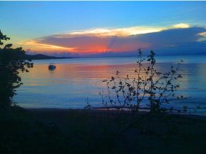 A Puerto Rican sunset over the water