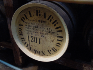 A barrel of aging rum