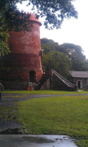 The red brick tower at Ron del Barrilito
