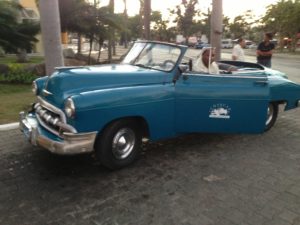 Cuba is famous for maintaining cars imported prior to the U.S. embargo, like this taxi.