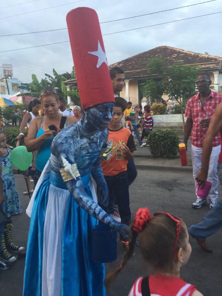 A street performer moves through the streets during the Carnavales celebration of Santiago de Cuba.