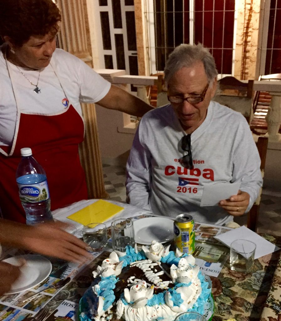 Cake is served to the birthday boy