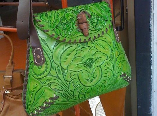 An artisan-crafted leather purse