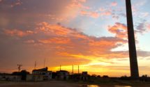 Clouds bright with the colors of sunset