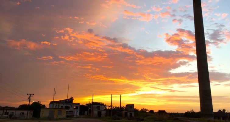 Clouds bright with the colors of sunset