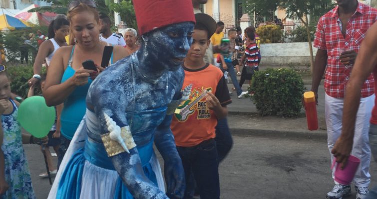 A street performer moves through the streets during the Carnavales celebration of Santiago de Cuba.